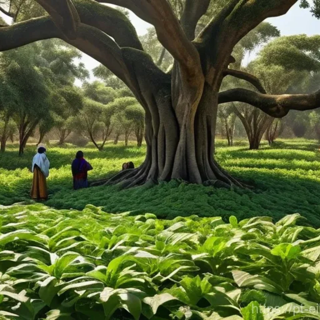 원주민 생태지혜와 지속 가능한 개발 목표 - **Prompt 1: Indigenous Agroforestry Harmony**
"A vibrant and lush agroforestry system, showcasin...