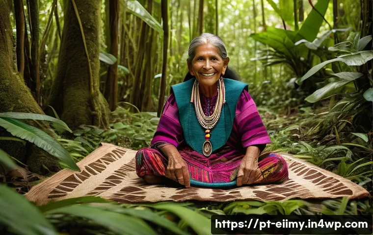 원주민 생태지혜의 보호 및 전파 방안 - **Prompt:** "A wise and serene indigenous elder, a woman with a kind smile and traditional face pain...